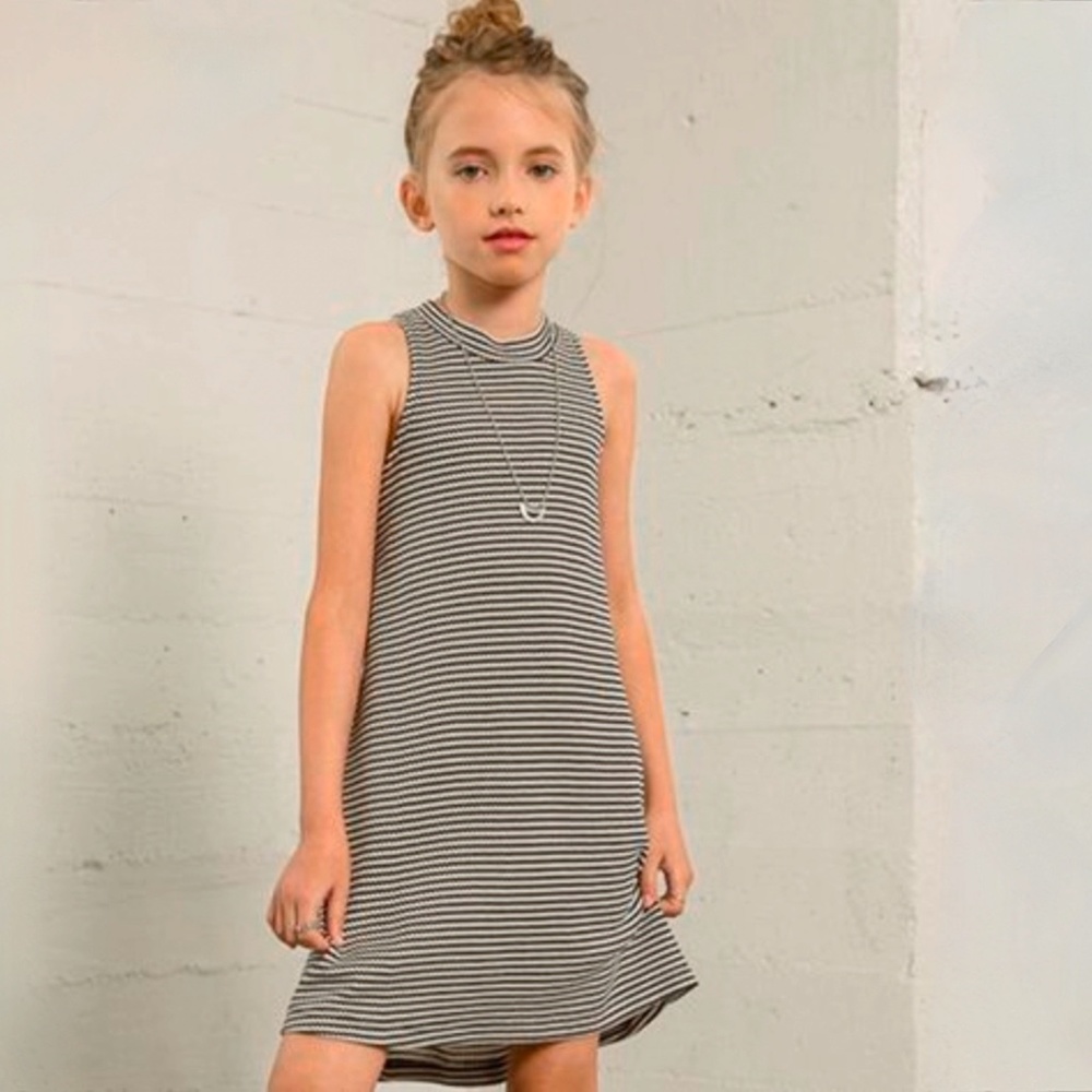 Hayden girls sleeveless striped mock neck dress